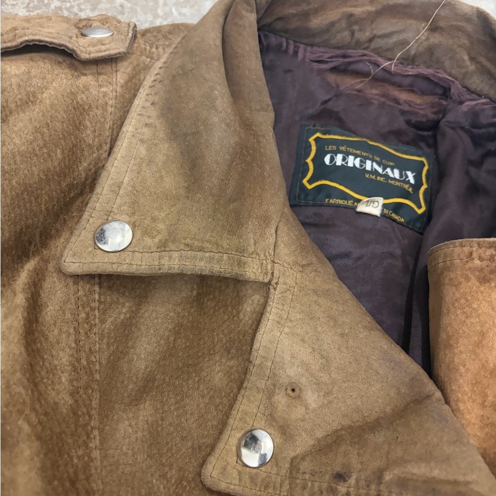 Vintage genuine suede perfecto western belted brown Jacket - Picture 4 of 11